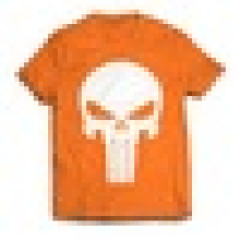 Orangefarbene Baumwoll-T-Shirts mit Totenkopf und Firmenlogo